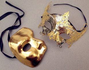 Couple de Gossip Girl Serena Gold fantôme mascarade paire masque costume Mardi Gras Carnaval
