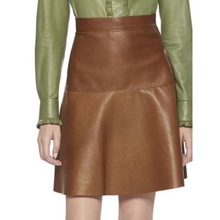 Gucci Leather Flare Skirt