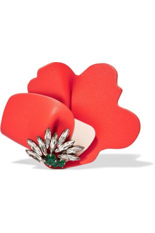 Marni broche en cuir à cristaux