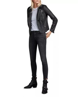 Cargo Quilted Leather Biker Jacket