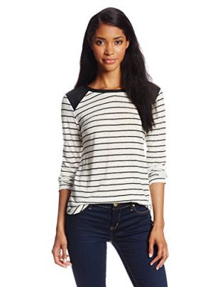 Townsen Women's Washington Striped Faux Leather Shoulder Top