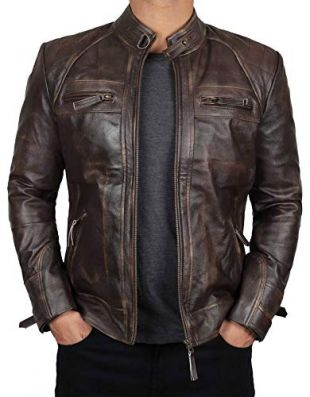 BlingSoul - Blingsoul Distressed Leather Jacket for Men | [1100113 ...