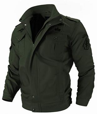 WEEN CHARM Mens Casual Cotton Military Jackets Outdoor Coat Windproof Windbreaker Jacket