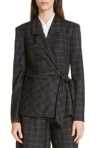 Tibi marvel sale plaid wrap jacket