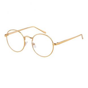 ADEWU Hommes et Femmes Rétro Rond Designer Lunettes de Lecture à Cadre Mince En Métal (Gold #1)