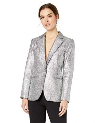 Milly - Milly Women's Metallic Laminated Relaxed Fit Boyfriend Blazer ...