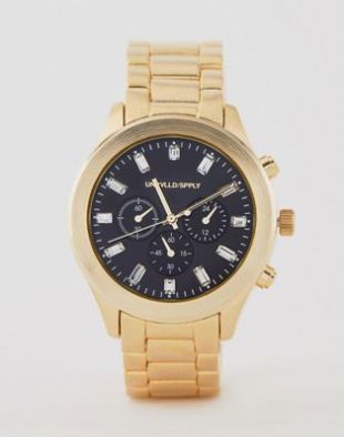 Asos Montre bracelet en plaqué or avec cristaux