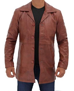 BlingSoul - Blingsoul Genuine Lambskin Brown Leather Jacket Men ...