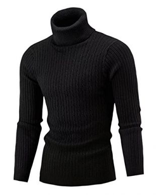 Cameinic Men's Casual Slim Fit Turtleneck Pullover Sweaters Black
