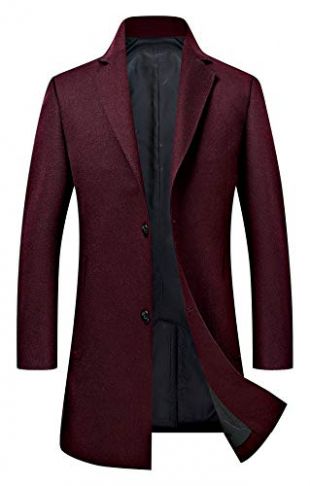 eletop - Men's Trench Coat Wool Blend Slim Fit Jacket Single Breasted ...