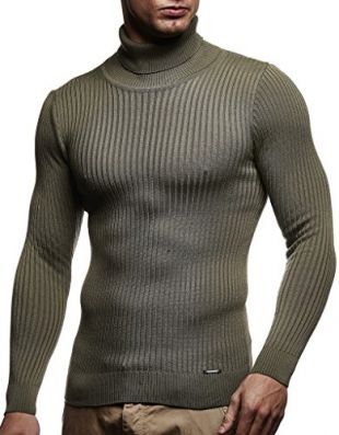 Leif Nelson Men's Turtleneck Sweater Slim Fit | Men's Polo Neck Longsleeve | Turtleneck Sweater Long Sleeve for Men