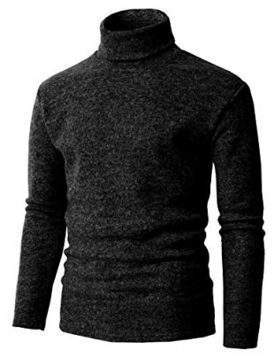 H2H Mens Basic Lightweight Long Sleeve Turtleneck Pullover Sweater Charcoal US L/Asia XL (KMOSWL0210)