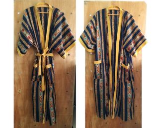 Vintage Duster ethnique, robe en coton, veste Kaftan, Boho, hippie, style africain/ouzbek, manteau d’été, unisexe