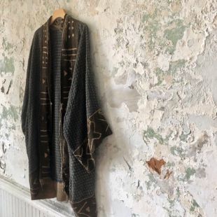 Boue vintage tissu Duster   Tribal que veste manteau Poncho moyen grand africain