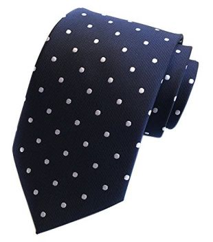 Secdtie Men's Polka Dot Silk Ties Jacquard Woven for Wedding Party Business (One Size, Navy Blue(White Dot))