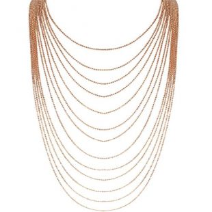 Humble Chic Multi-Strand Statement Necklace - Slim Chain Beaded Waterfall Bib Long Chains, Gold-Tone 36"