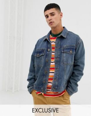 denim jacket in washed blue