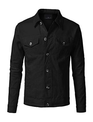 URBANCREWS Mens Hipster Hip Hop Basic Trucker Denim Jacket LtBlue, S
