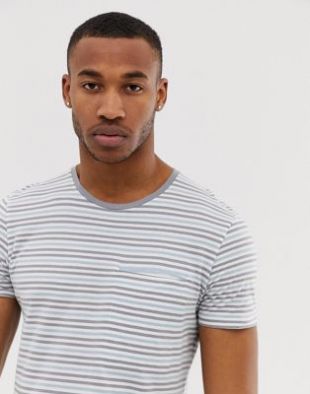 stripe t shirt with pocket in organic cotton