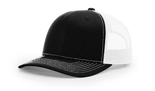 Richardson Black/White 112 Mesh Back Trucker Cap Snapback Hat