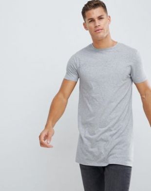 super longline t shirt with crew neck in gray