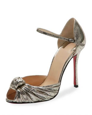 Christian Louboutin Marchavekel Knotted d'Orsay Red Sole Pump, Gold