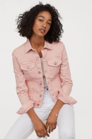 h and m pink denim jacket