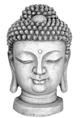 Statue bouddha xXL motif statue de bouddha tête buste blanc vieilli sculpture de jardin design feng shui