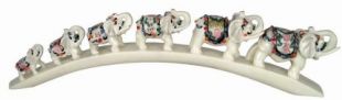 Asian Home Antique Ivory Finish Six Elephants On Bridge Sculpture