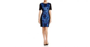 T Tahari Blue Allison Printed Dress