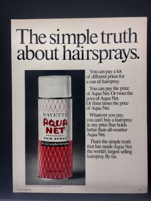 Aqua Net - 1969 Rayette Aquanet Aqua Net Professional Hair Spray Original  Print Ad
