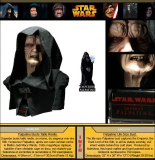 Star Wars Palpatine Buste Taille Réelle Sideshow, Figurine grandeur nature Star Wars