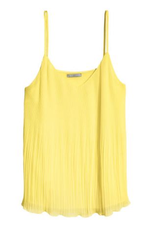 Top en mousseline plissée   Jaune  | H&M