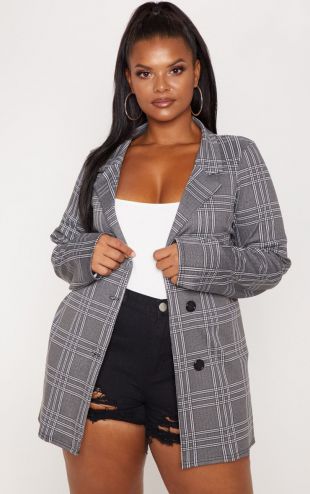 Blazer gris à carreaux