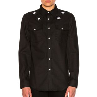 Men's Denim Button Up Stars Shirt