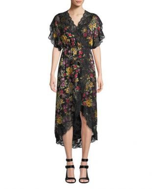 Adele Floral Wrap Dress in Western Floral Black