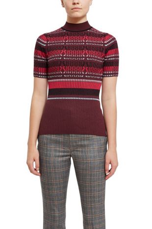 Rib Stripe Short Sleeve Top