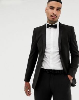 Asos Veste de smoking super slim noire
