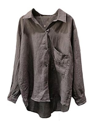 minibee - Minibee Women's Casual Cotton Linen Blouse High Low Shirt ...