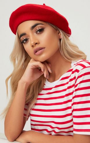 PrettyLittleThing Red Felt Beret