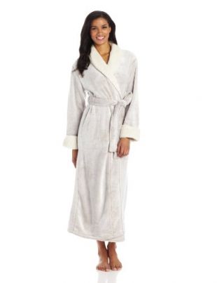 Natori Women's Velour Robe with Sherpa Trim