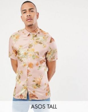 Asos Chemise classique à fleurs en Rose