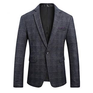 SUSIELADY Men's Blazer Jacket Herringbone Sport Coat Smart Formal Dinner Cotton Suits Slim Fit One Button Notch Lapel Coat Brown
