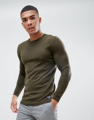 merino crew neck knit in khaki