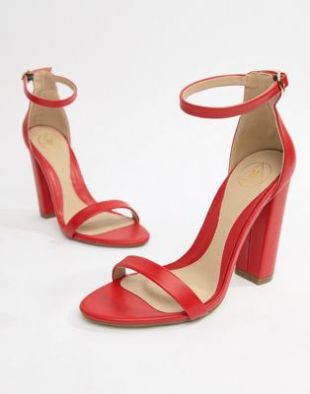 exclusive block heeled barely there sandals in red