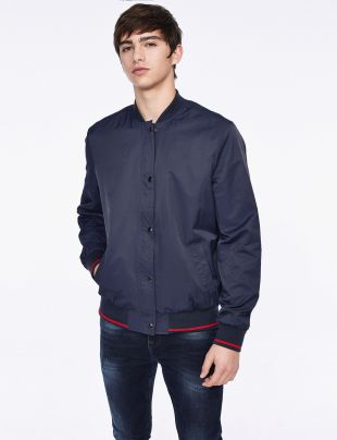 Castro Navy bomber jacket with red stripes