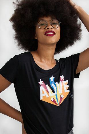 TEE SHIRT FEMME ALIVE NOIR