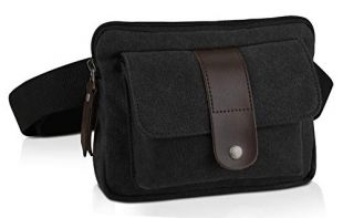Ibagbar Small Fashion Multifunction Vintage Canvas Waist Bag Fanny Pack Running Pack Outdoor Bag Sporting Bag Cycling Leisure Bag with Detachable Belt for Men and Women Brown