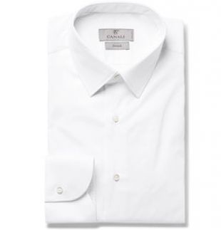 CANALI White Slim-Fit Stretch Cotton-Blend Shirt