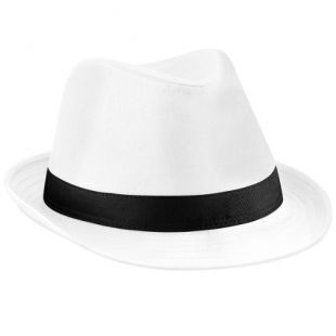 Beechfield - Sombrero Fedora (Unisex) Blanco/Negro Talla:S/M